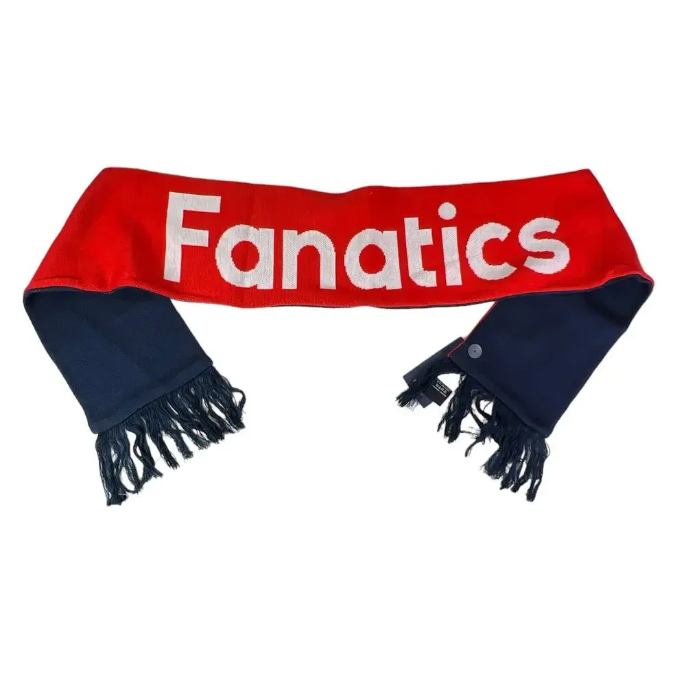 Fanatics Unisex Soft Fringed Color Block Winter Scarf Navy Blue Red 59 X 6.5